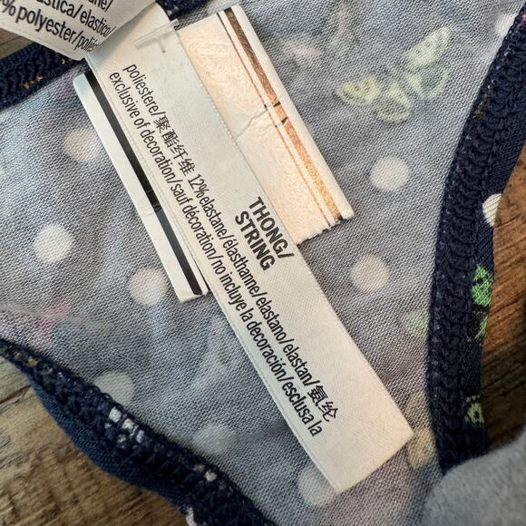 Victoria's Secret Panty Size Large Cotton Thong String Butterflies Polka Dots - Picture 6 of 6